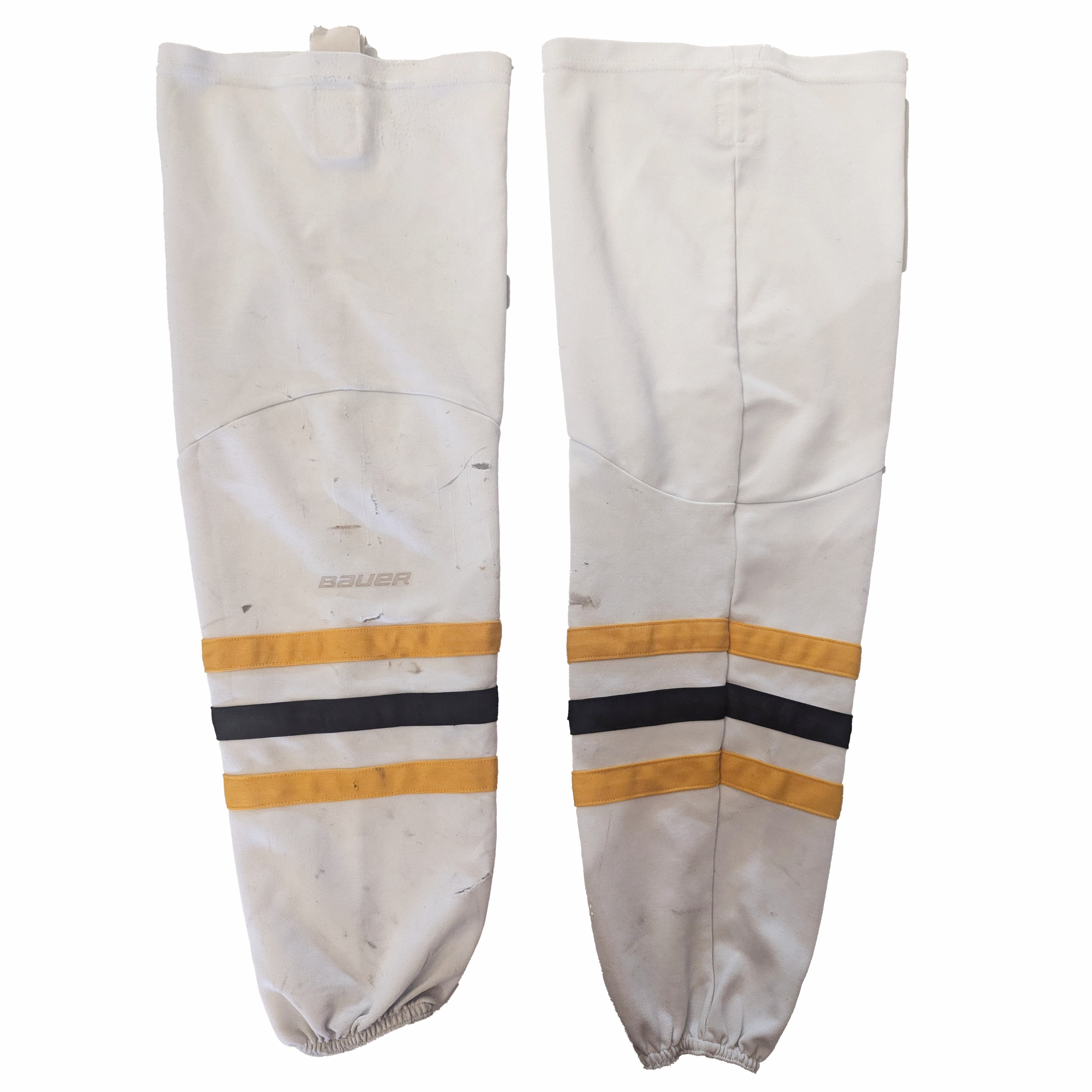 Bauer - Chaussettes de hockey usagées (blanches/noires/jaunes)